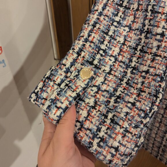 Anne Klein Women's Multicolor 3/4 Sleeve Open Front Tweed Jacket/Blazer-Size M - Picture 4 of 5